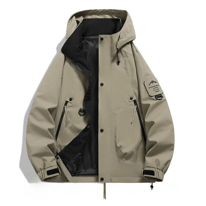 Funktionale Reißverschlüsse & Taschen der Unisex Kapuzen-Winterjacke, praktisch für Ski, Outdoor & Ausrüstung.