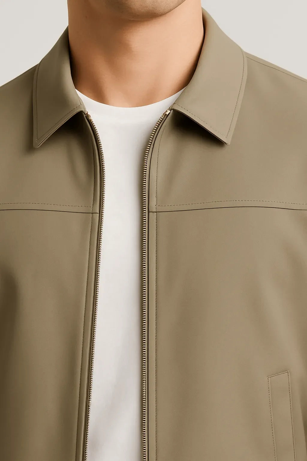 Komfortable Unisex Freizeitjacke in Khaki, vielseitig kombinierbar für den Alltag, ideal als lässige Übergangsjacke.