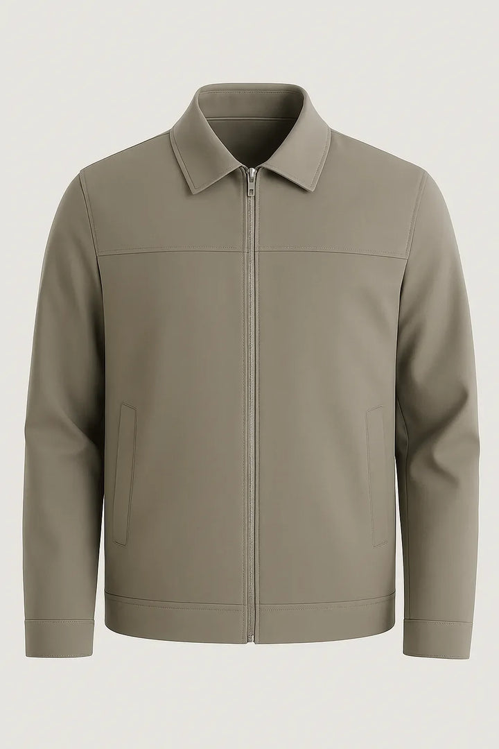 Stilvolle unisex Khakijacke für Freizeit und Alltag, eine klassische Übergangsjacke mit Reißverschluss für Frühling/Herbst.