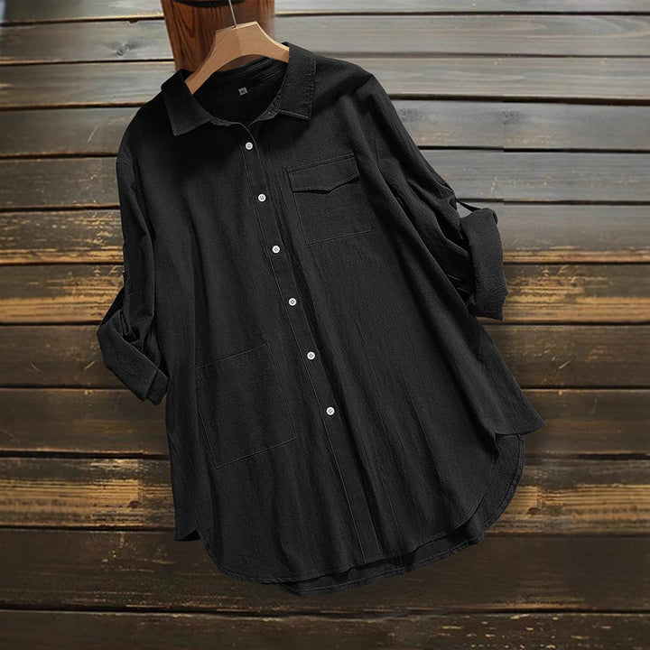 Unisex Langarmhemd mit Knopfleiste, Taschen & lockerem Schnitt, ideal für Komfort & Stil im Alltag.