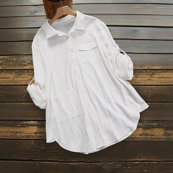 Komfortables Unisex Button-up Hemd mit langen Ärmeln & Taschen, lockerer Schnitt perfekt für Freizeit.