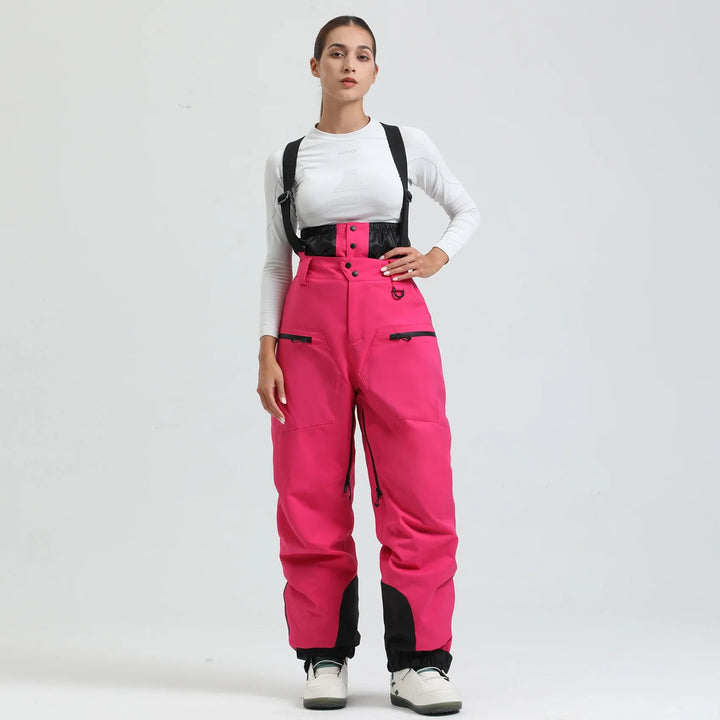 Rückansicht einer funktionellen Unisex Skihose mit Hosenträgern, wasserdicht und warm für Ski und Snowboard.
