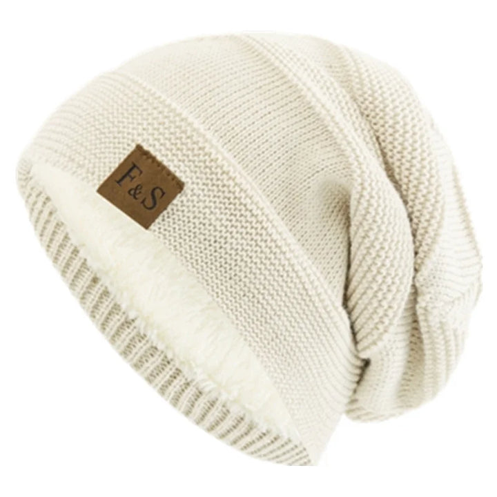 Komfortable Slouchy Mütze, warme Strickbeanie für den Winter, Unisex Design mit Futter.