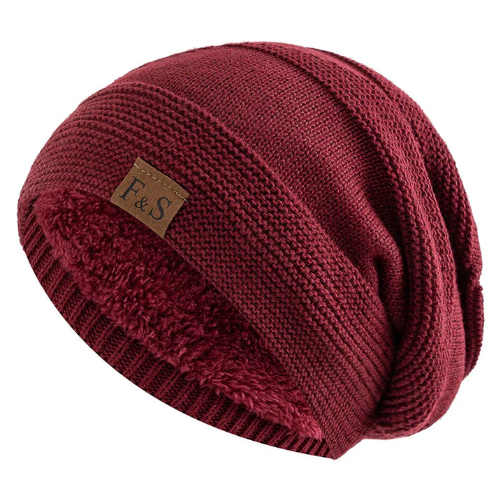 Vielseitige Unisex Wintermütze, Slouchy Strick Beanie mit weichem, warmem Kunstfellfutter.