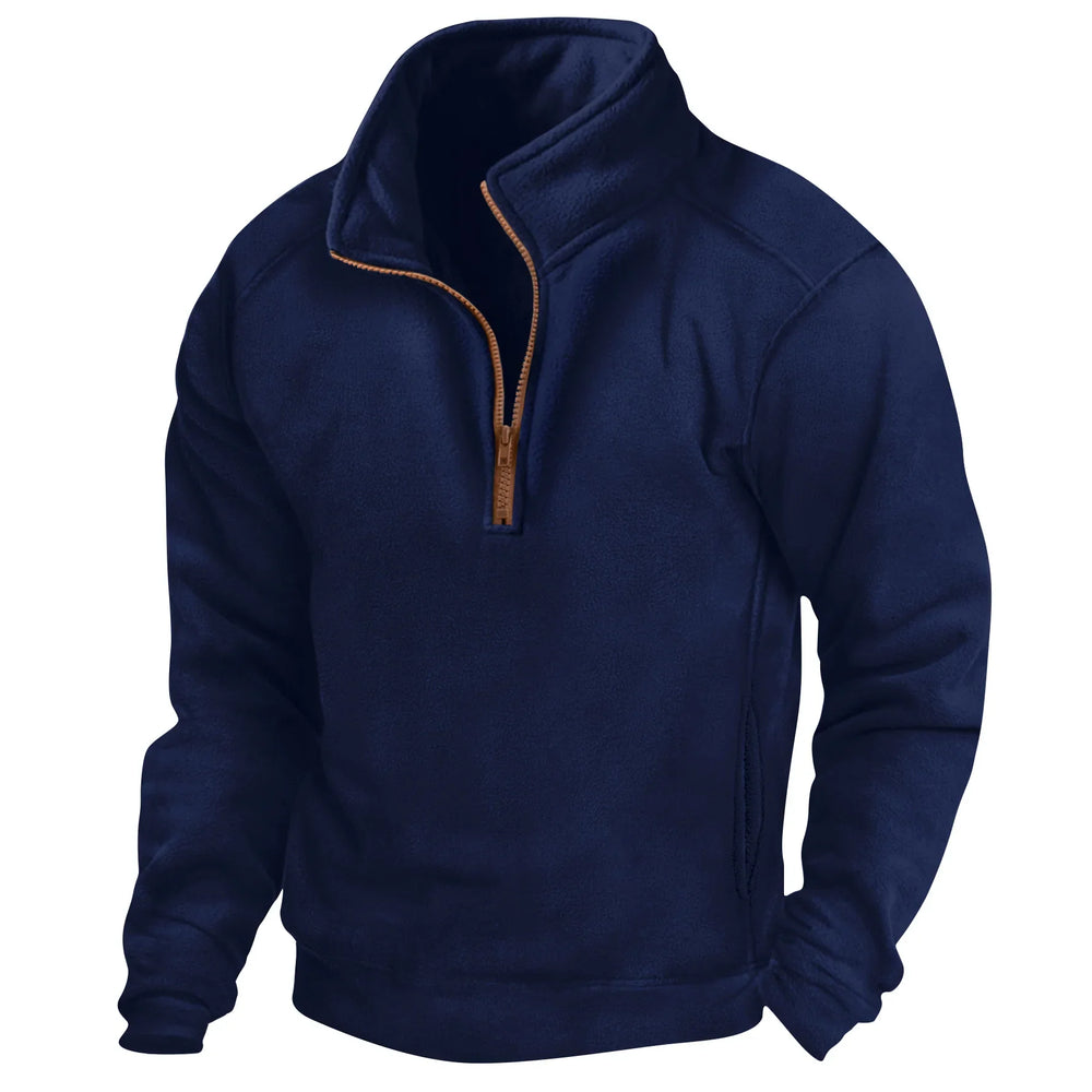 Warmer Fleece Pullover mit Stehkragen, ideal als Winterjacke für Herren & Damen bei Outdoor-Aktivitäten.