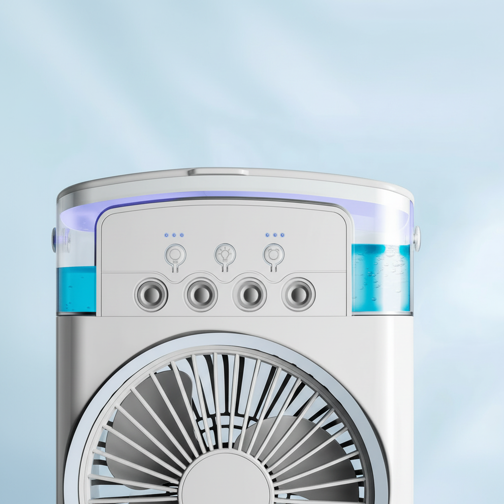 Kleiner, tragbarer Ventilator-Kühler für individuelle Kühlung unterwegs oder im Sommer zuhause.