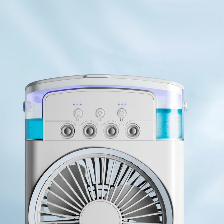 Kleiner, tragbarer Ventilator-Kühler für individuelle Kühlung unterwegs oder im Sommer zuhause.
