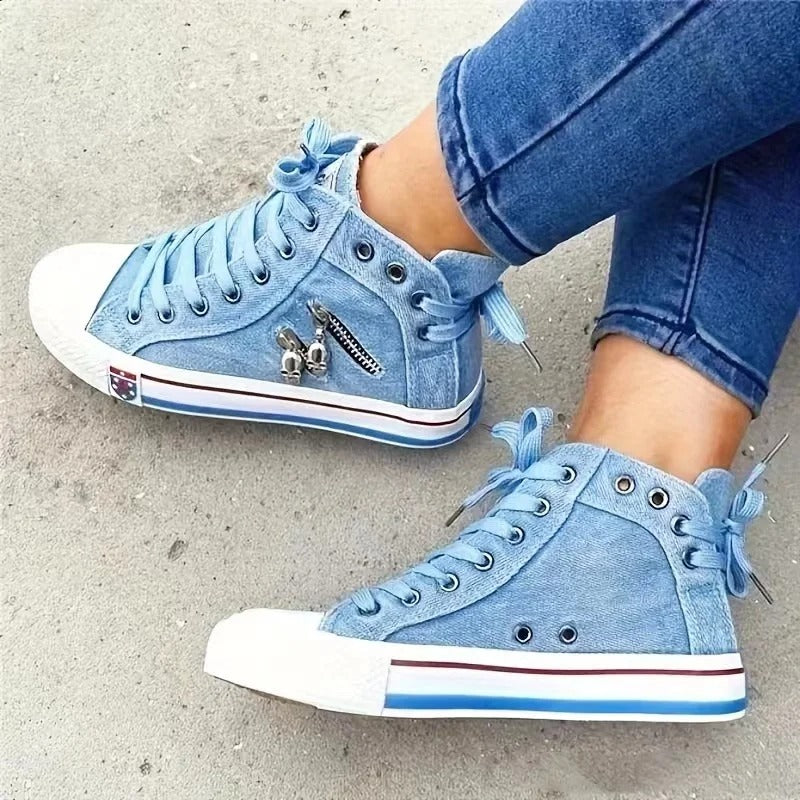 Unisex Trend High-Top Sneaker in Blau, stilvoll & bequem für Alltag & Freizeit.