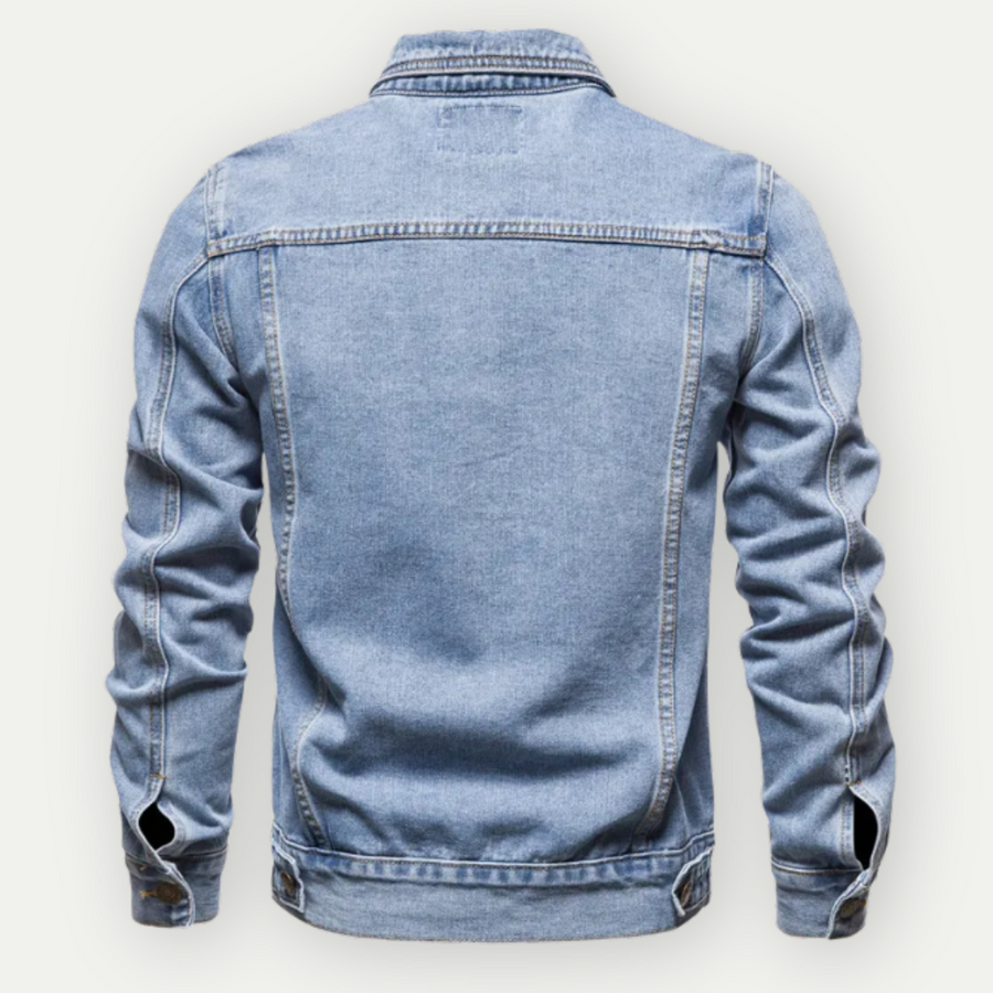 Zeitlose Unisex Trucker Jacke, Denim. Robuste Freizeitjacke im Vintage-Stil, geeignet für Herbst & Frühling.