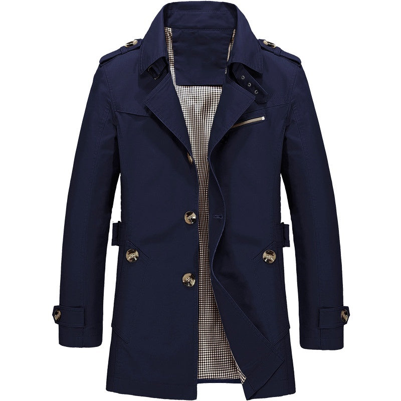 Klassischer Unisex Übergangsmantel, wasserabweisend. Perfekt für Herbst, Business und lässige Freizeit-Outfits.