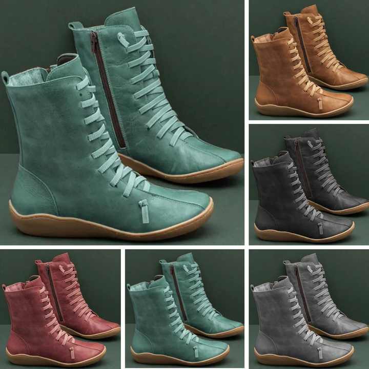 Ansicht der robusten Sohle und des wasserdichten Materials der Unisex-Stiefeletten. Ideal für Outdoor.