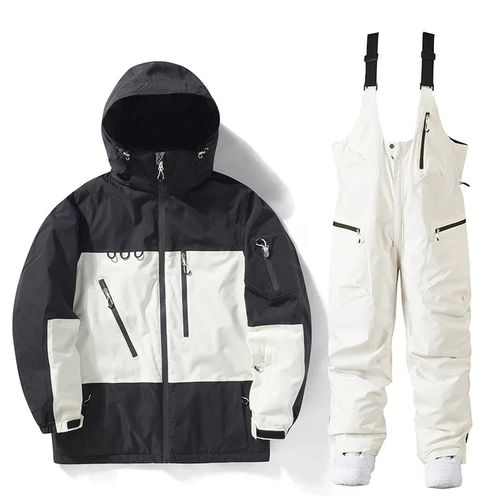 Unisex Skianzug Set: Nahaufnahme des Materials, texturiert für Schnee.