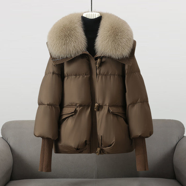 Warme Unisex Kapuzenjacke in Braun, leicht, wasserabweisend & winddicht. Optimal für Winter Outdoor-Aktivitäten.
