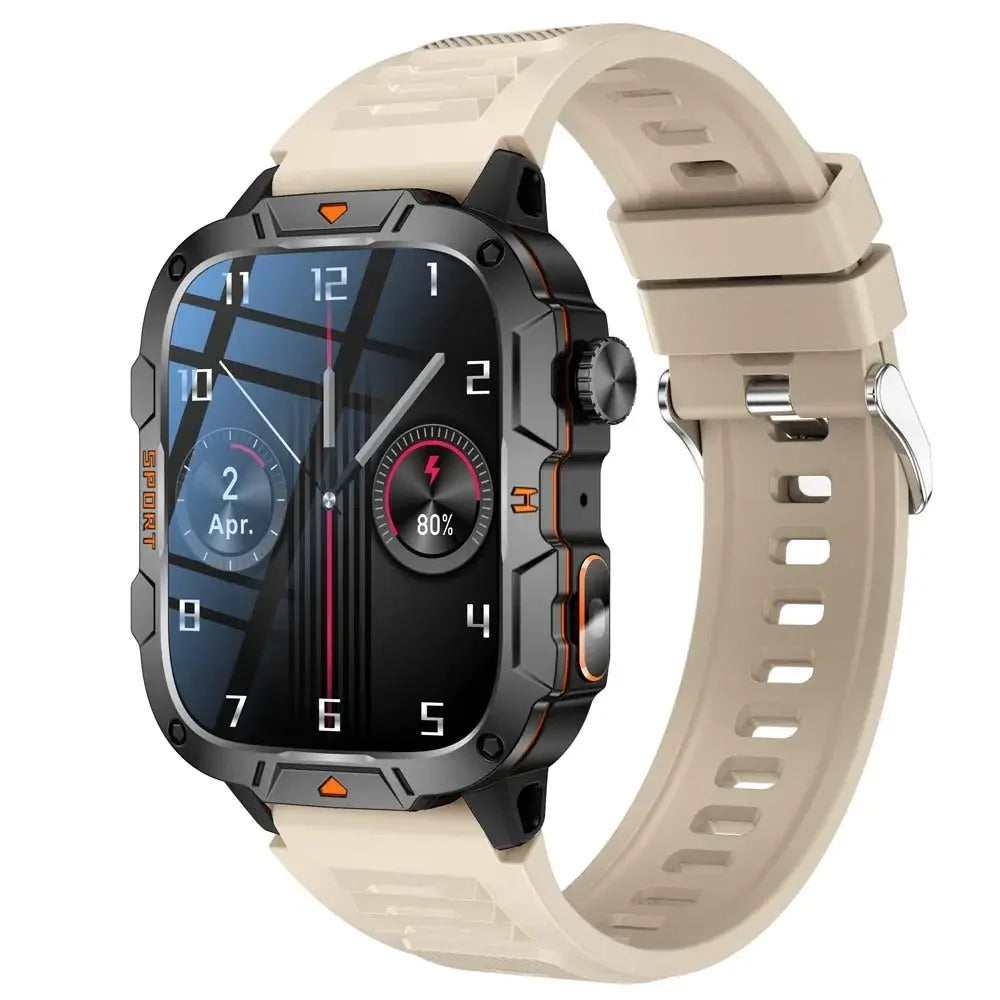 Robuste Bluetooth-Smartwatch mit Gesundheitsmonitoring & IP68-Schutz