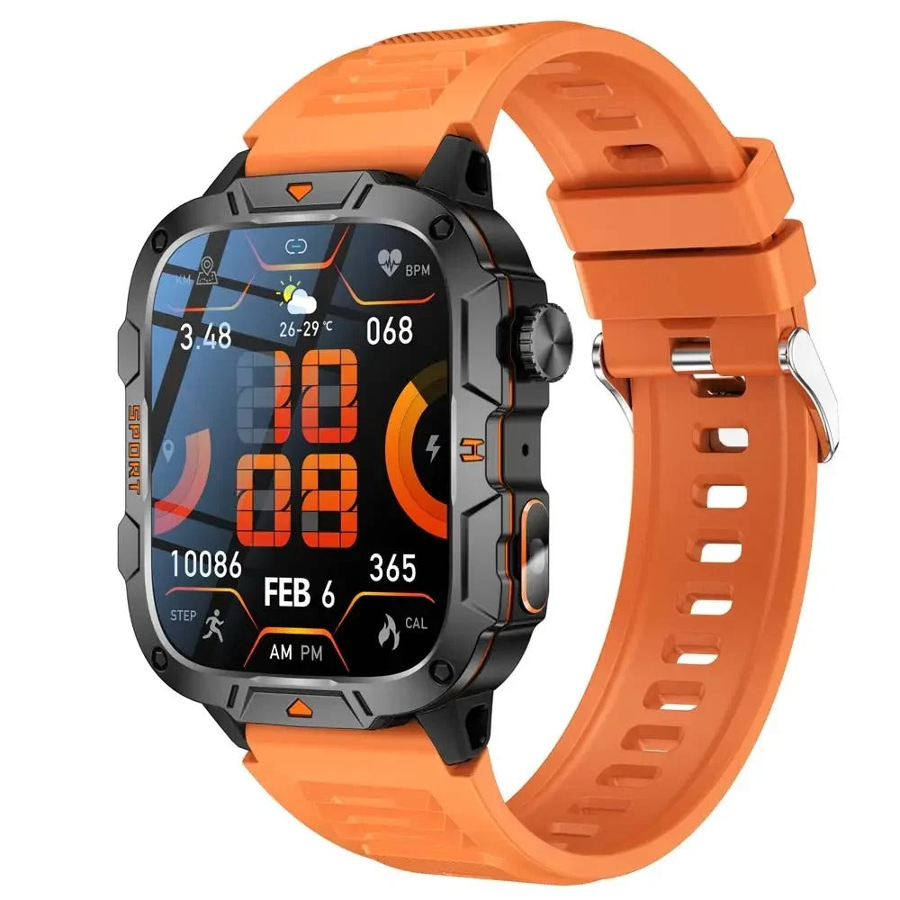 Robuste Bluetooth-Smartwatch mit Gesundheitsmonitoring & IP68-Schutz
