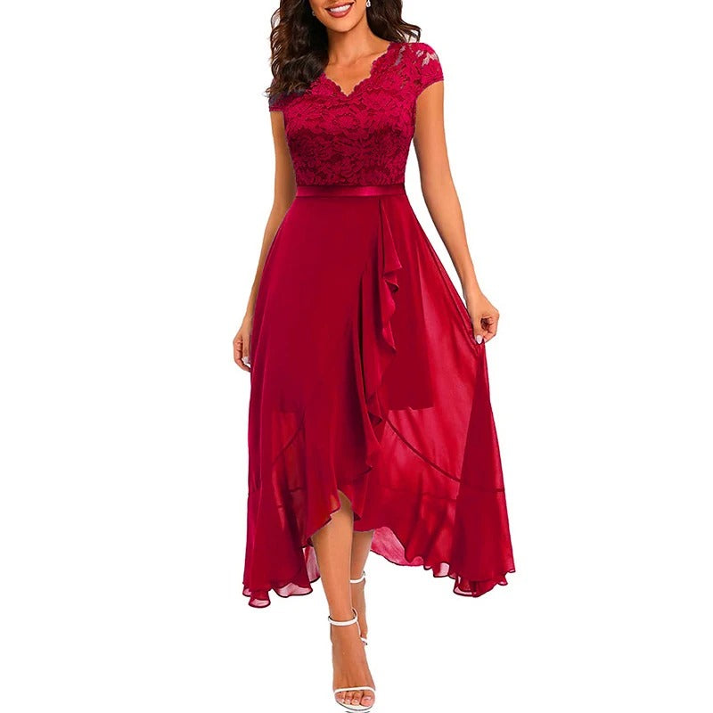 Damen Midi Hochzeitsgastkleid Stickerei – Eleganter Look