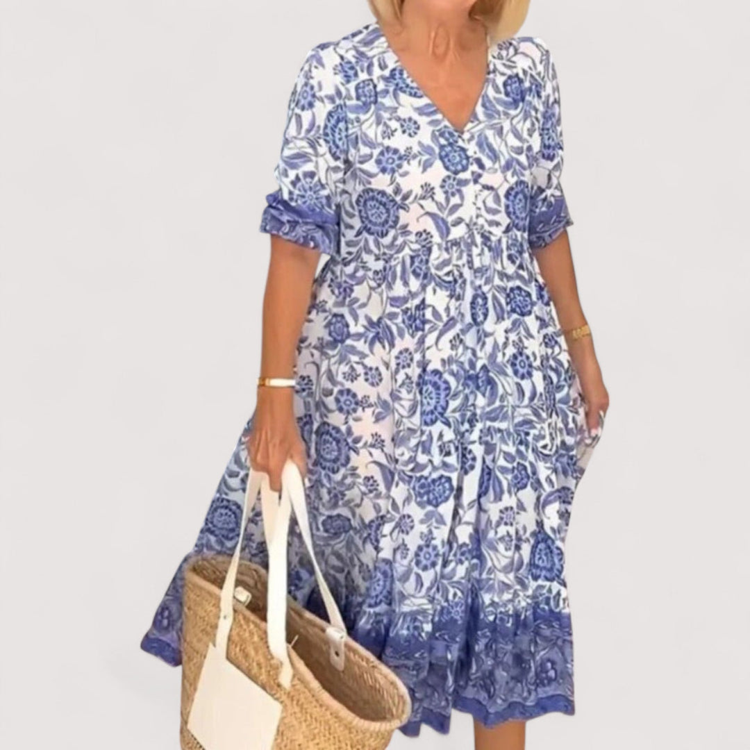 Detailaufnahme des Musters vom Damen Sommerkleid