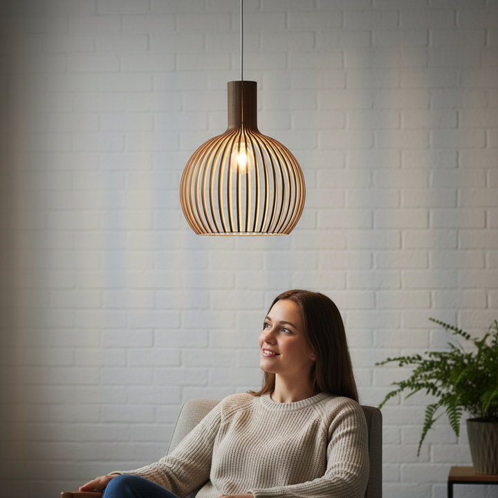 Moderne Pendelleuchte aus Holz, verstellbar, LED, im Vintage-Stil, innenbeleuchtung für den Wohnbereich.