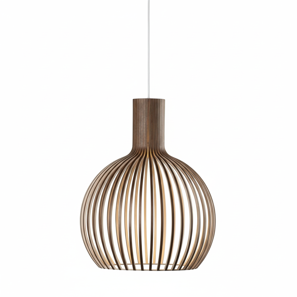 Holzlampe im nordischen Design, LED Pendelleuchte, verstellbar, Vintage Beleuchtung für Innenräume.