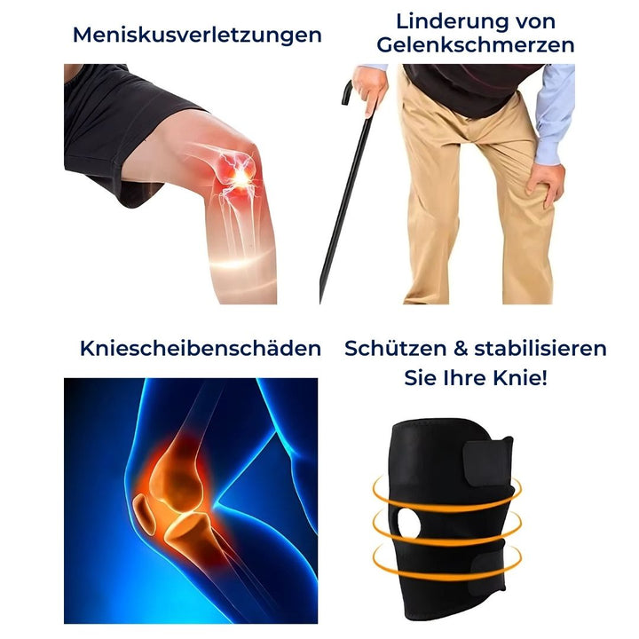Verstellbare ProFlex Kniebandage mit seitlichen Stabilisatoren, bietet Kompression und Schmerzlinderung durch atmungsaktives 