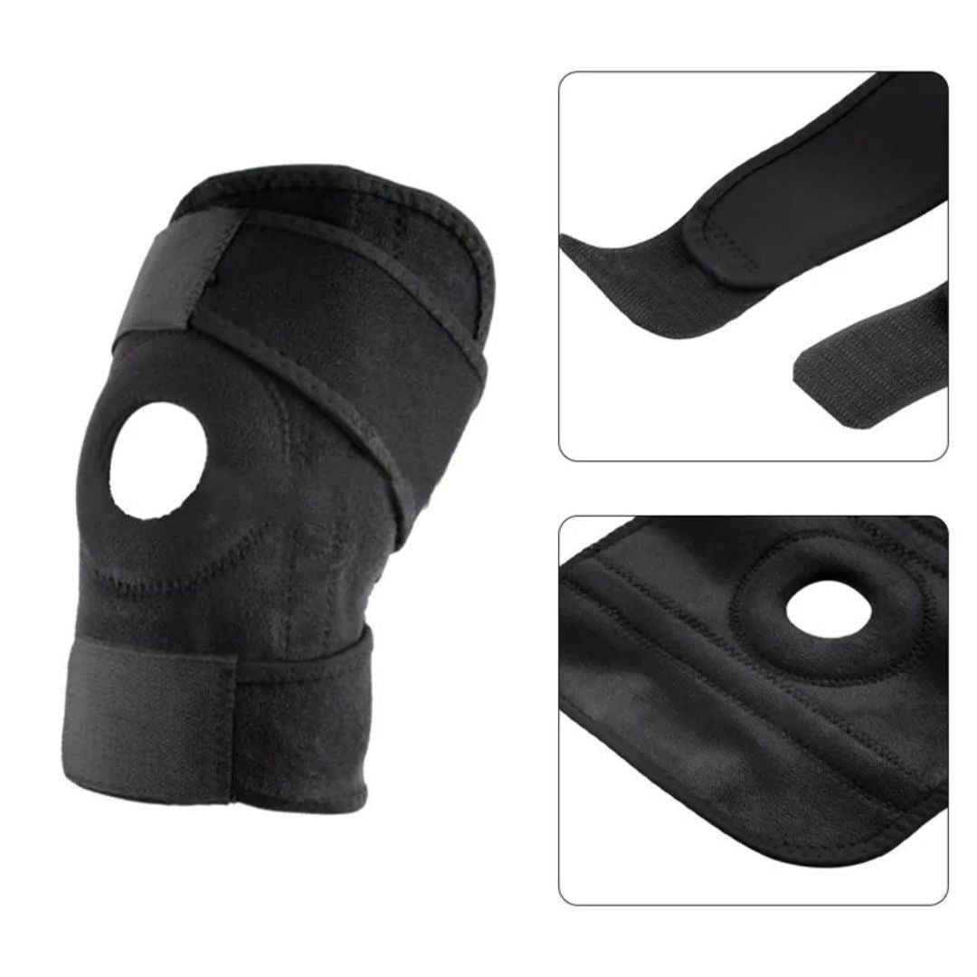 Verstellbare ProFlex Kniebandage mit seitlichen Stabilisatoren, bietet Kompression und Schmerzlinderung durch atmungsaktives 