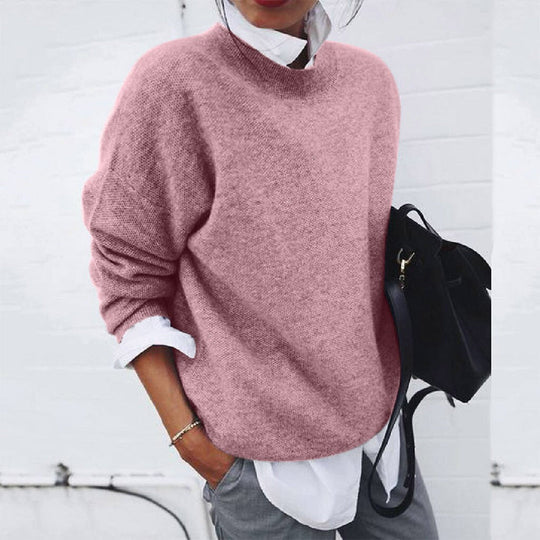 Vielseitiger Damen Rundhals Pullover in klassischem Schwarz, perfekt für Freizeit & Alltag.
