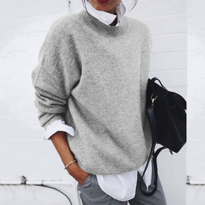 Stilvoller Gelber Damen Rundhals Pullover, modernes Oberteil für Freizeit und Damenmode.