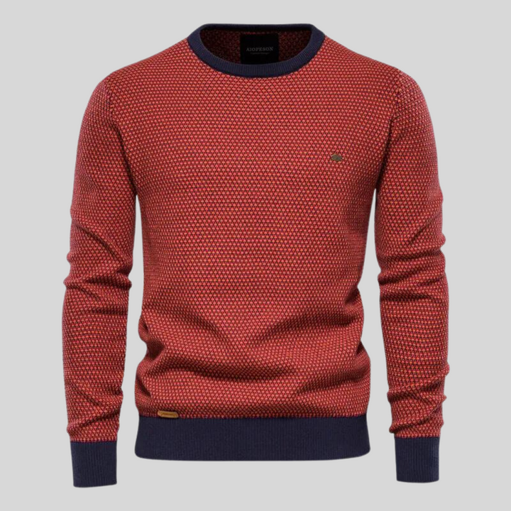 Vielseitiger Herren Strickpullover mit klassischem Rundhals in Blau, komfortabel & stilvoll für Herbst- & Wintermode.