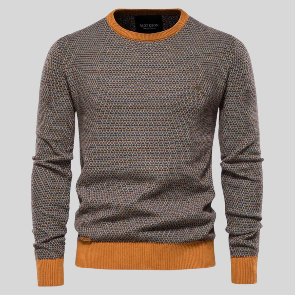 Hochwertiger Herren Rundhals Strickpullover aus weichem Material in Grau. Perfekter Basic-Pullover für kalte Tage.