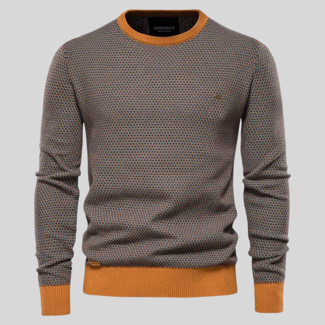 Hochwertiger Herren Rundhals Strickpullover aus weichem Material in Grau. Perfekter Basic-Pullover für kalte Tage.
