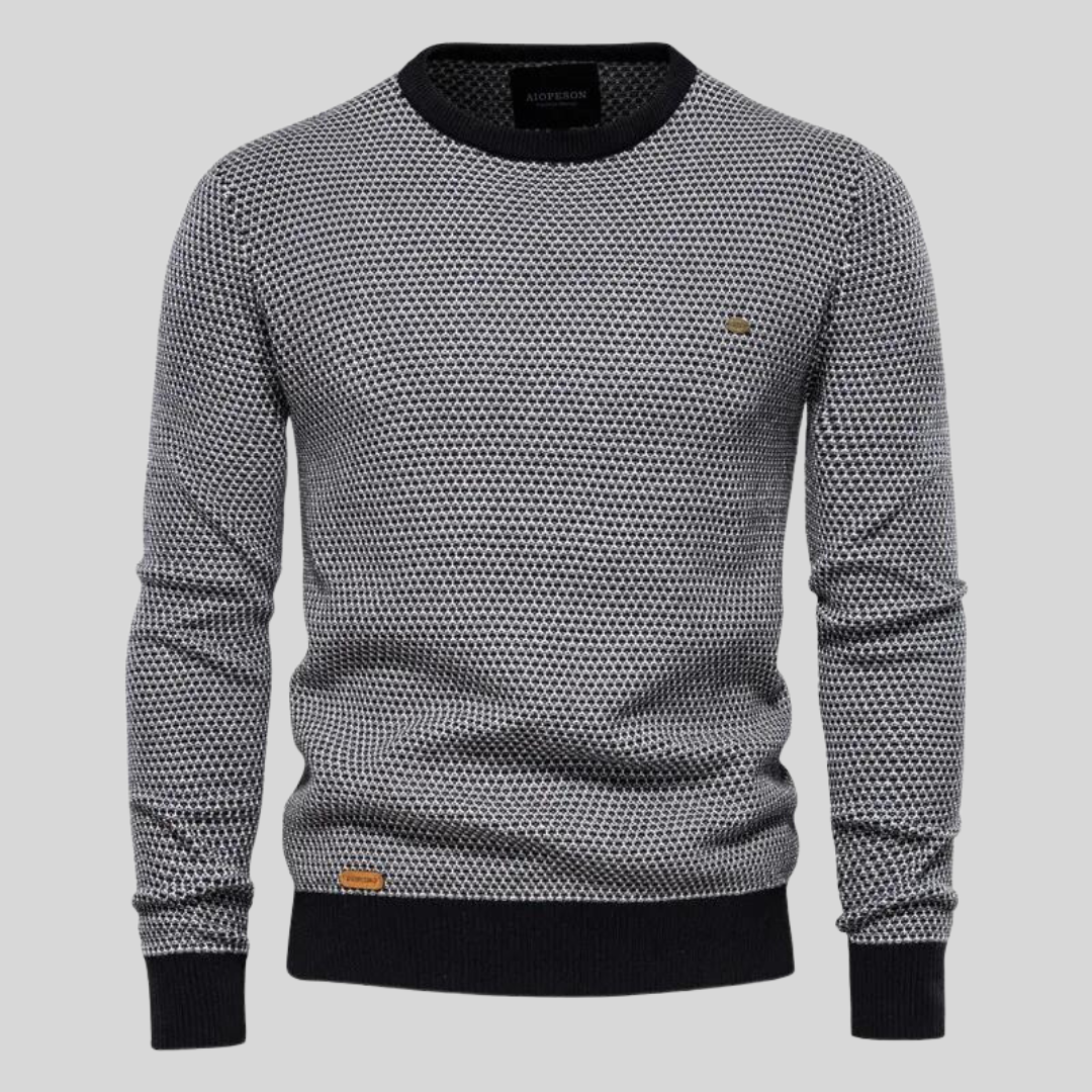 Moderner Herren Winterpullover, Rundhals-Design, in Schwarz. Passt perfekt zu jedem Layering-Look im Herbst/Winter.