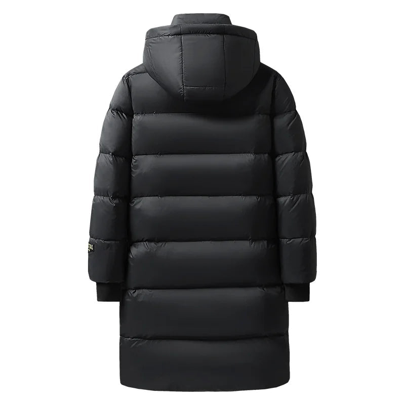 Herren Winterjacke: Warme Daunenjacke aus Nylon in Schwarzgold, lässiger Stil, perfekt für kalte Tage