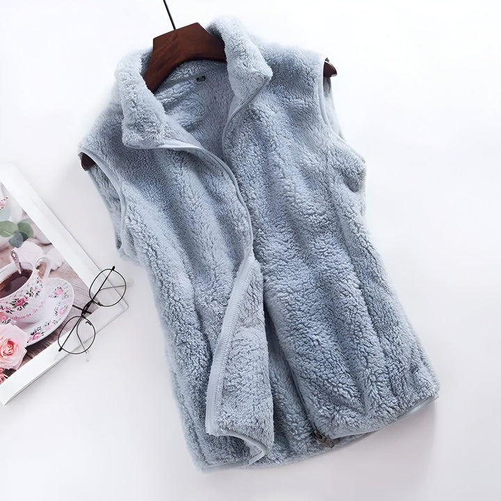 Warme Damen Fleece Weste, stilvoll und ärmellos, ideal für kalte Herbst- & Wintertage.