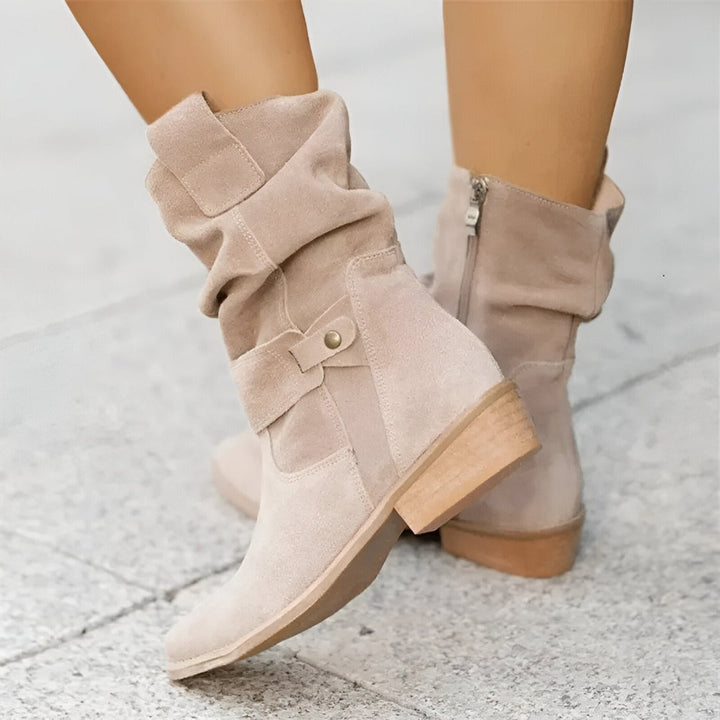 Warme Damen Komfort-Stiefel mit weichem Fußbett, ideal für den Winter und bequeme Füße.