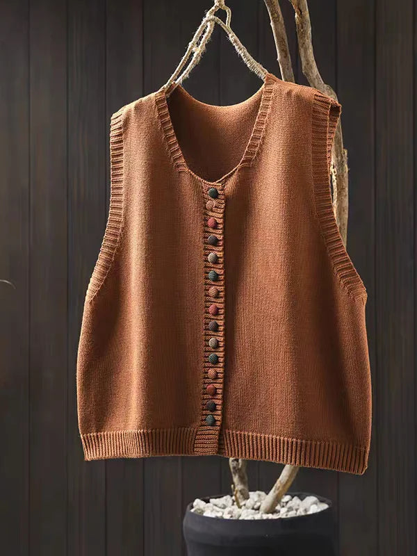 Modische Damen Winter Cardigan Weste in Strickoptik mit Knöpfen, perfekt für einen stilvollen Lagenlook.