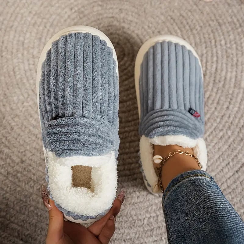 Modische marineblaue Damen Winter Hausschuhe, dicke Sohle, rutschfest, bequem