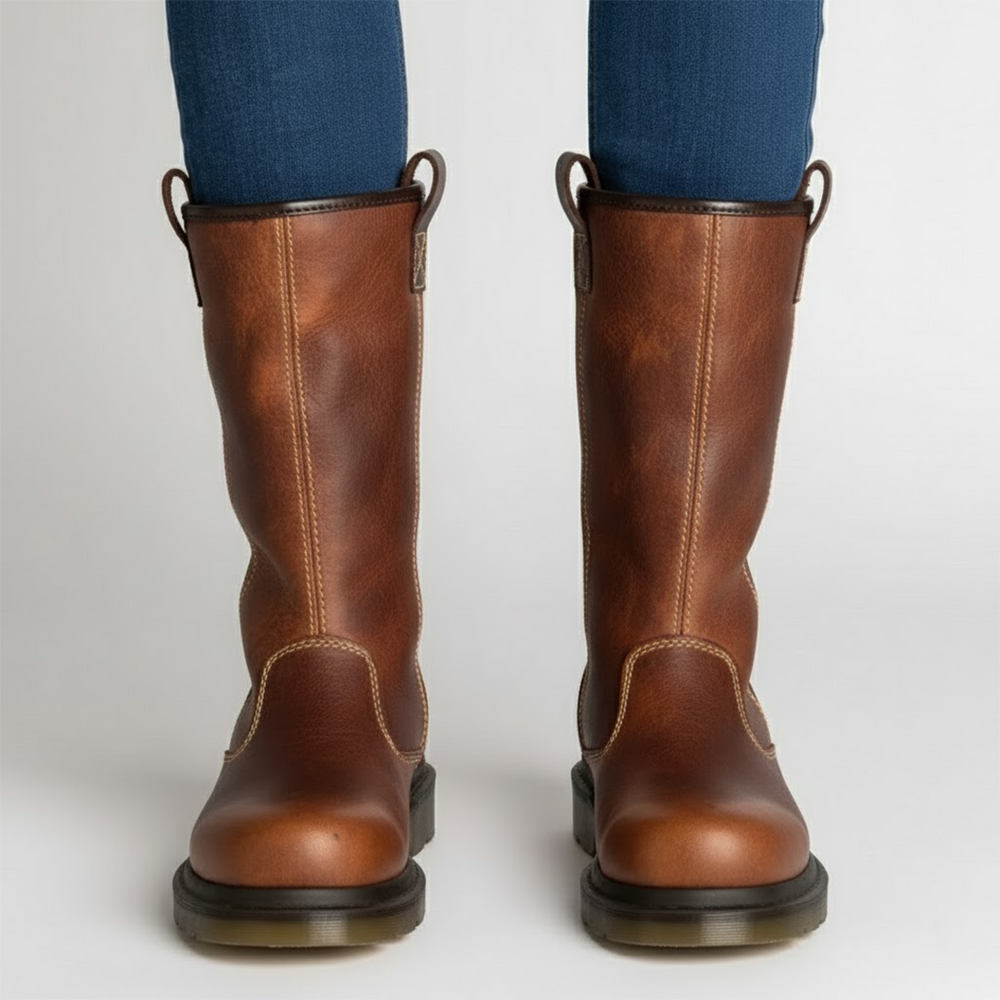 Robuste Damen Stiefeletten im Arbeitsstil, warm gefüttert. Ideal als Komfortschuhe für Herbst & Winter.