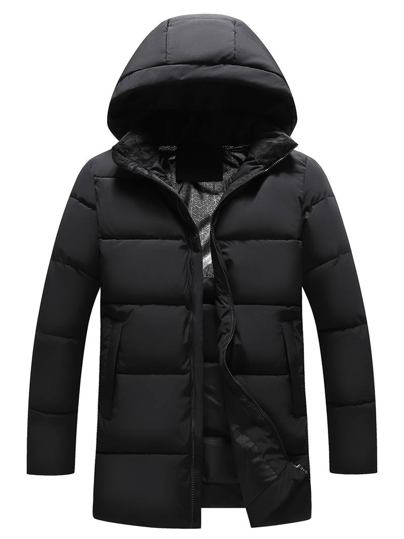 Warme Herren-Steppjacke mit Kapuze und Graphenfutter in Lässigem Stil für den Winter.