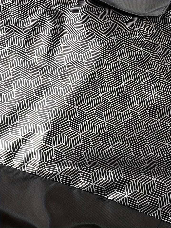 Schwarze Herren-Steppjacke mit Kapuze, warm und lässig, perfekt für kühle Frühjahrstage.