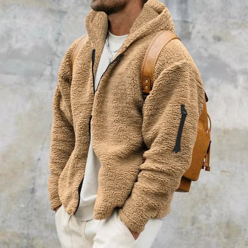 Herren Winterjacke aus Fleece mit Kapuze, optimal für Wärme & Komfort bei kühlem Wetter. Stilvolle Herrenmode.