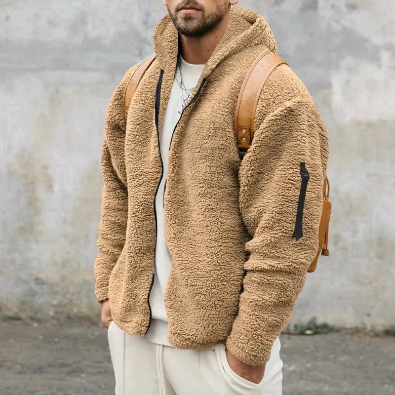 Robuste Herren Winter Fleecejacke mit Kapuze, atmungsaktiv und warm. Ideal für Spaziergänge und Outdoor-Sport.
