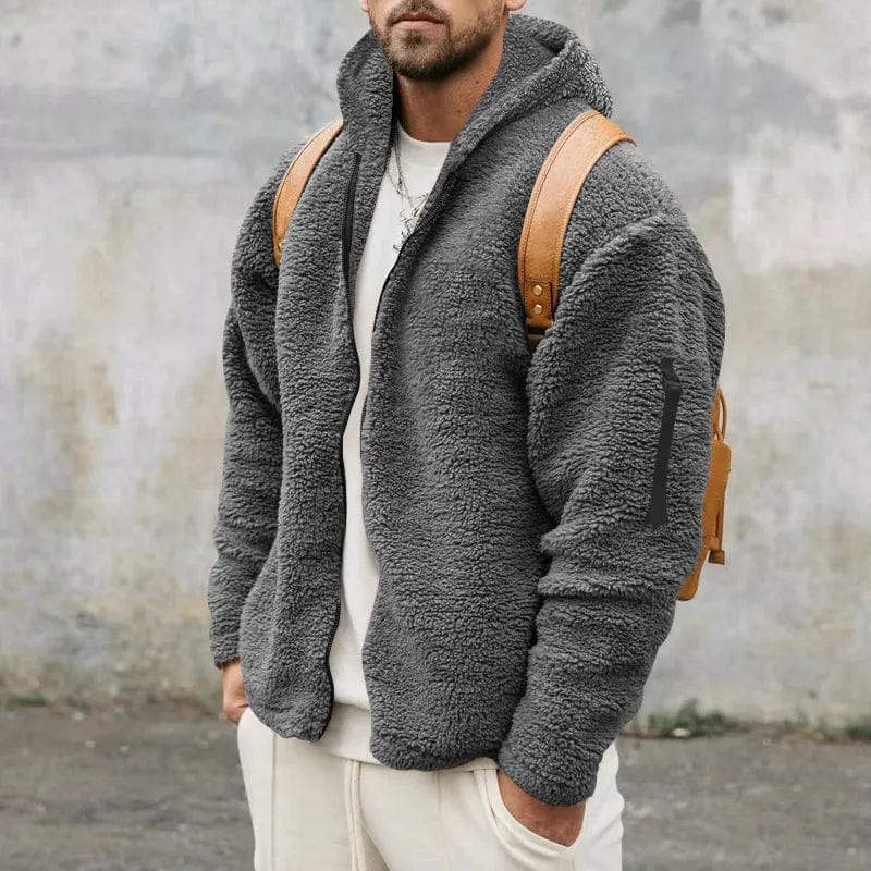 Bequeme Herren Fleecejacke mit Kapuze, windabweisend und warm. Perfekte Winterkleidung für jeden Tag.