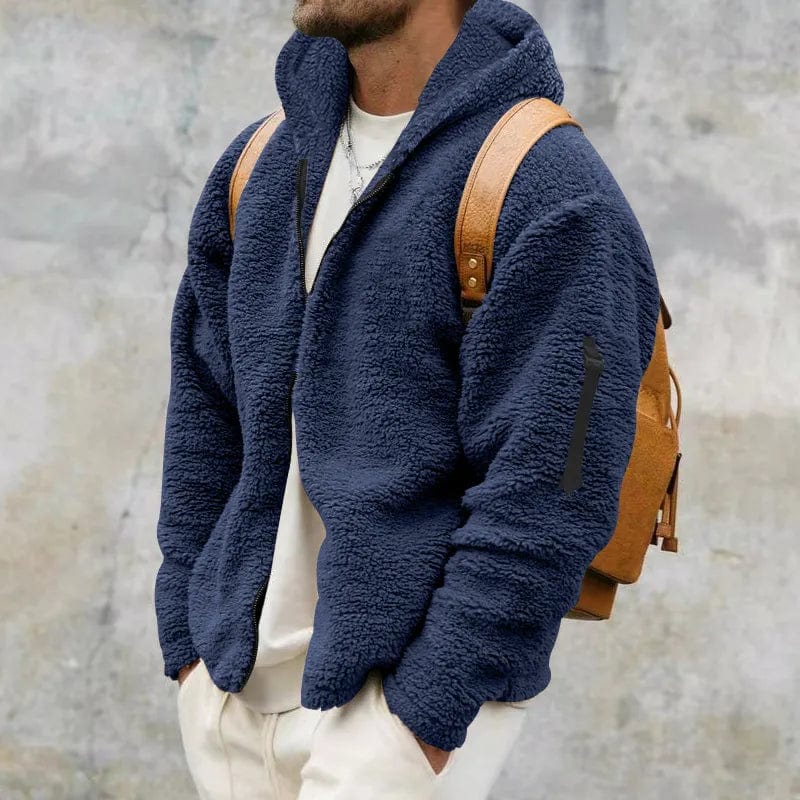 Vielseitige Herren Winterjacke aus Fleece für Outdoor-Abenteuer und gemütliche Stunden. Mit Kapuze, warm.
