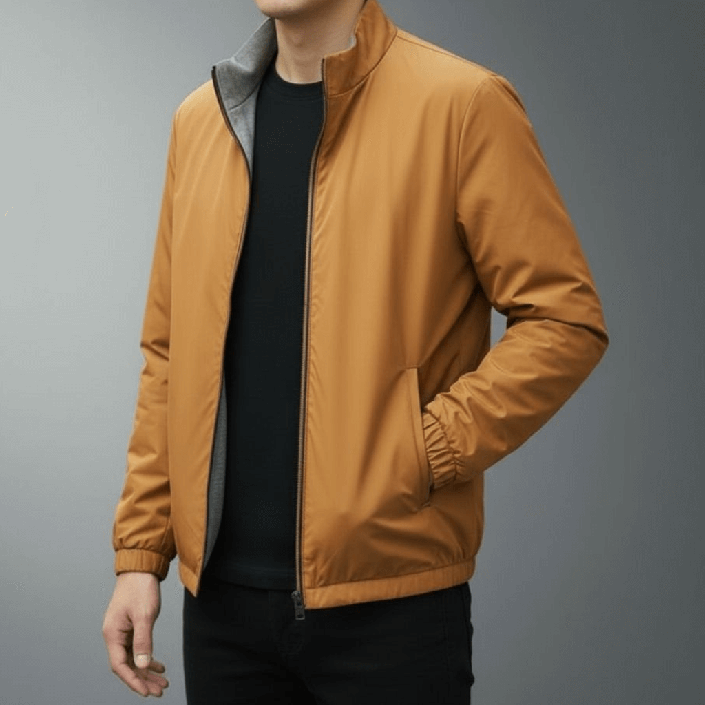 Herren Winterjacke mit Stehkragen & Reißverschluss. Bietet Wärme & Schutz für kalte Tage und Aktivitäten.