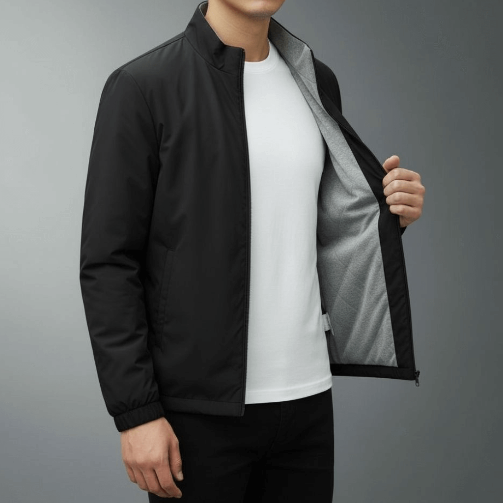 Gemütliche Herrenjacke für Winter. Thermojacke mit Reißverschluss, perfekt für Wärme & Komfort in der Freizeit.