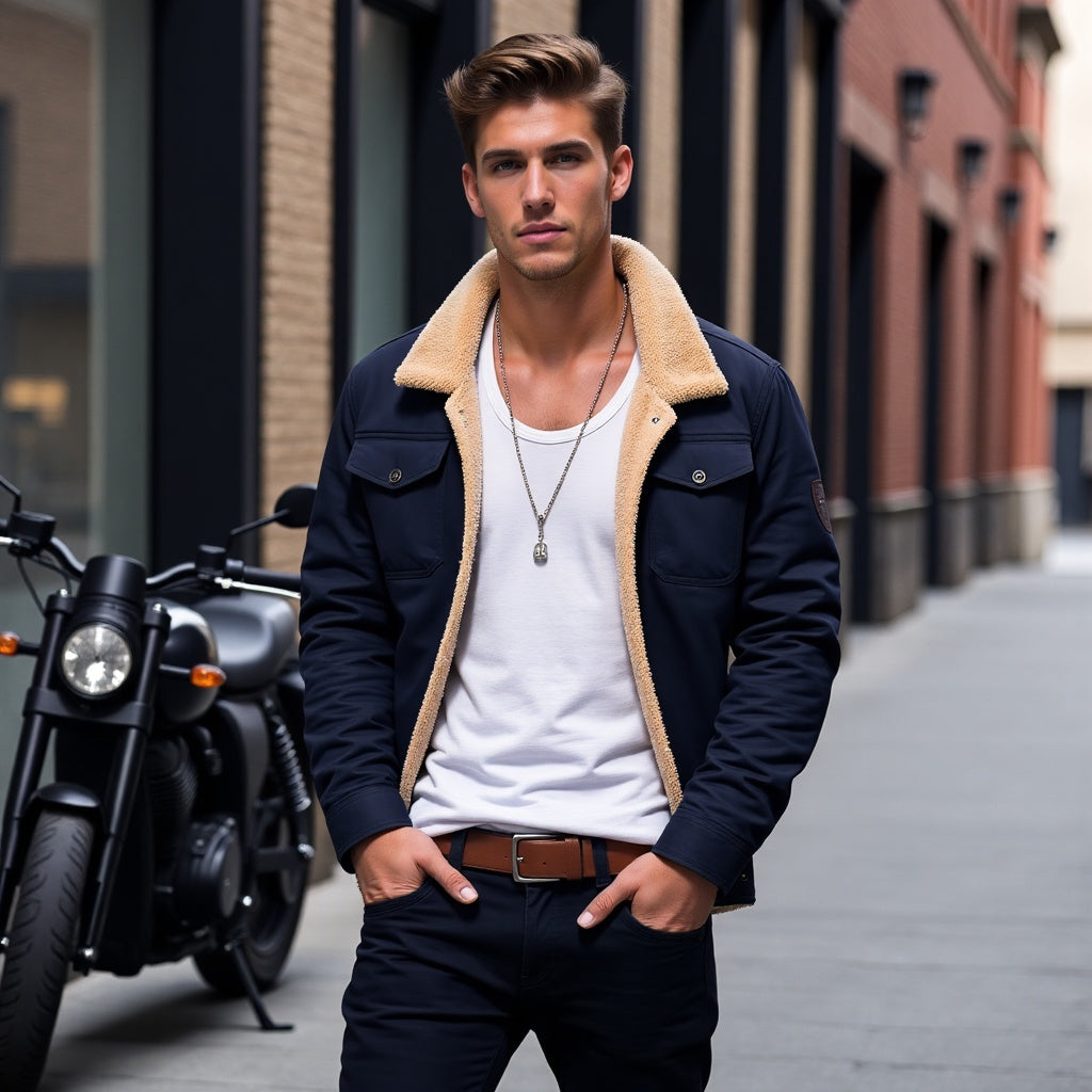 Herren Winterjacke mit Steppdesign, warm, atmungsaktiv & stilvoll, für kühle Temperaturen.