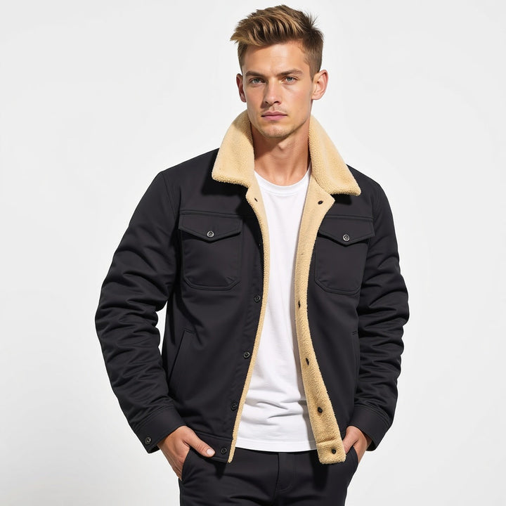 Stilvolle Herren Winterjacke Grau, bequem & wetterfest, mit praktischen Brusttaschen.
