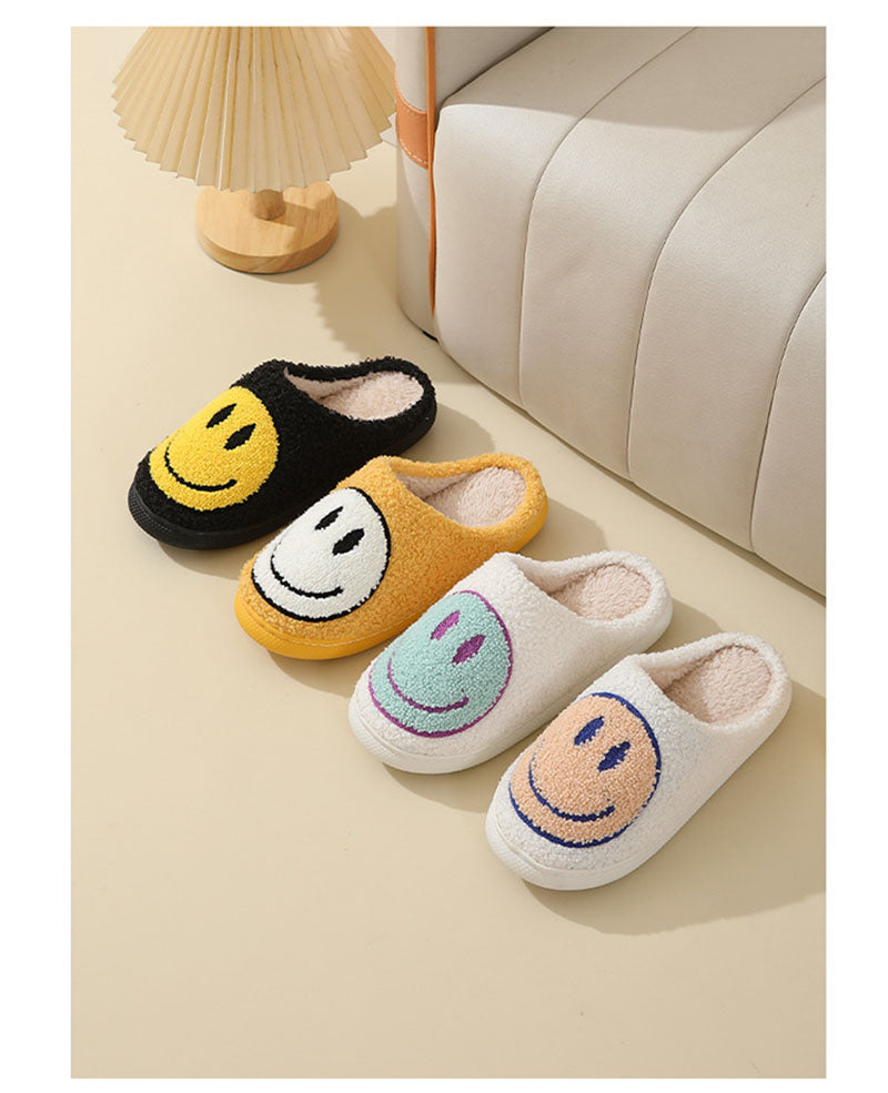 Modische Lächeln-Smiley-Hausschuhe, warm gefüttert und weich; bequeme Pantoffel für gemütliche Stunden.