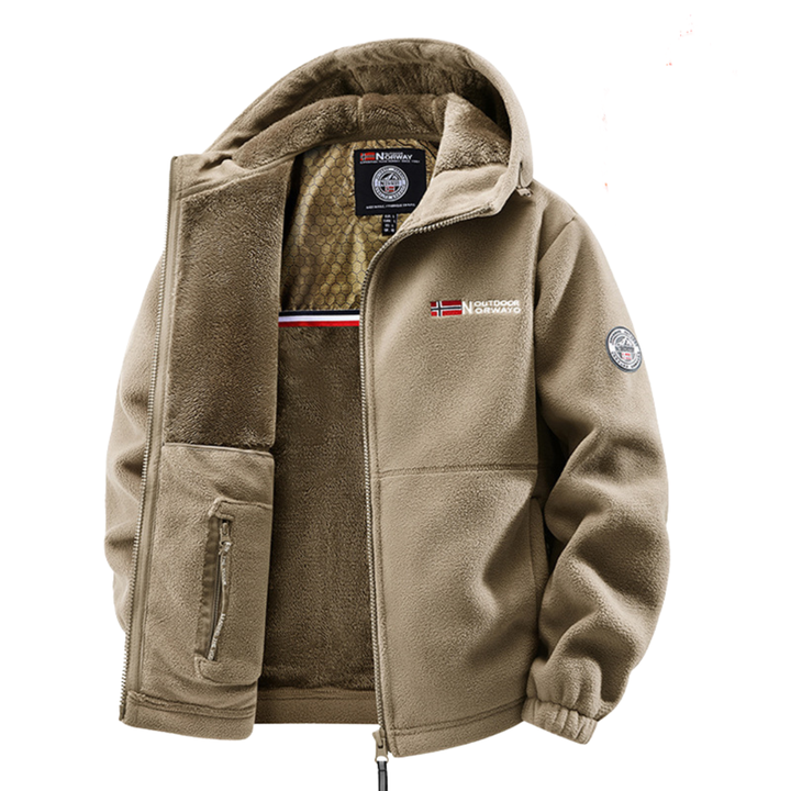 Warme, wetterfeste Herren Winterjacke mit Kapuze, ideal für Outdoor-Abenteuer & Alltag. Mehrfarbig, verstellbar.