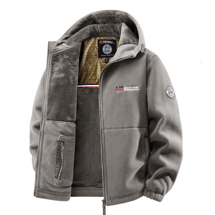 Robuste Herren Winterjacke für optimalen Kälteschutz im Outdoor-Einsatz. Warme, mehrfarbige Kapuzenjacke, verstellbar.